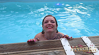 My Cuckold Guy Films a Lover Fucking Me Hard on the Pool Terrace