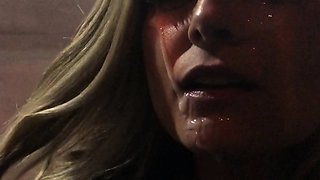 Blonde Amateur Taking Facial On Her Knees In Public
