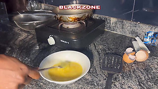 She's Cooking in the Kitchen, I Came Crease Her Body While She Eats