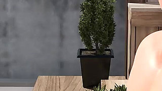 Sexbot Steph Route #2 - Animated Sex Game - the Mixed Hottie Gives a Blowjob by the Hot Tub