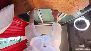 Oiled Big Ass Facesitting in White Stockings - Heavy Bouncing on Slave Face (part 1)