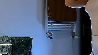 Cute and Hot Sexy Tight Pussy Cheerleader Shows Her Shaved and Wet Pussy Under Her Mini Skirt in the Bathroom