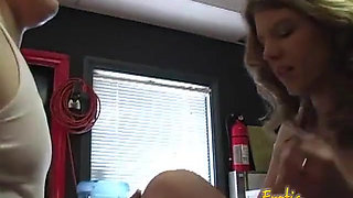 Slim brunette minx makes a fat stud cum on her sex feet