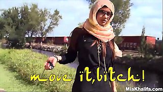 Mia Khalifa - arab porno star sucks shaft in the douche like a pro