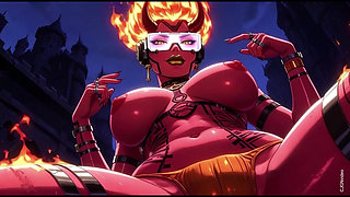 Fire element demon sexy pose (Ai animation)