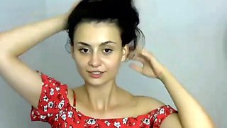 Turkish teen downblouse striptease on webcam