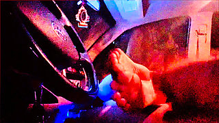 My Neighbors Hot Redhead Wife Sneaks Out to My Truck Again for Some Awesome Foot Job Action.