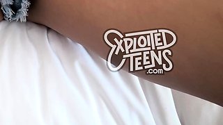 Brunette teen swallowing cum in POV blowjob