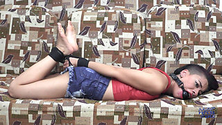 Tiny Brunette Between Tickling and Bastinado